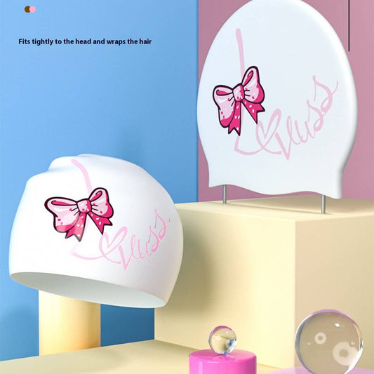 Silicone Swim Cap for Long Hair, Large Print