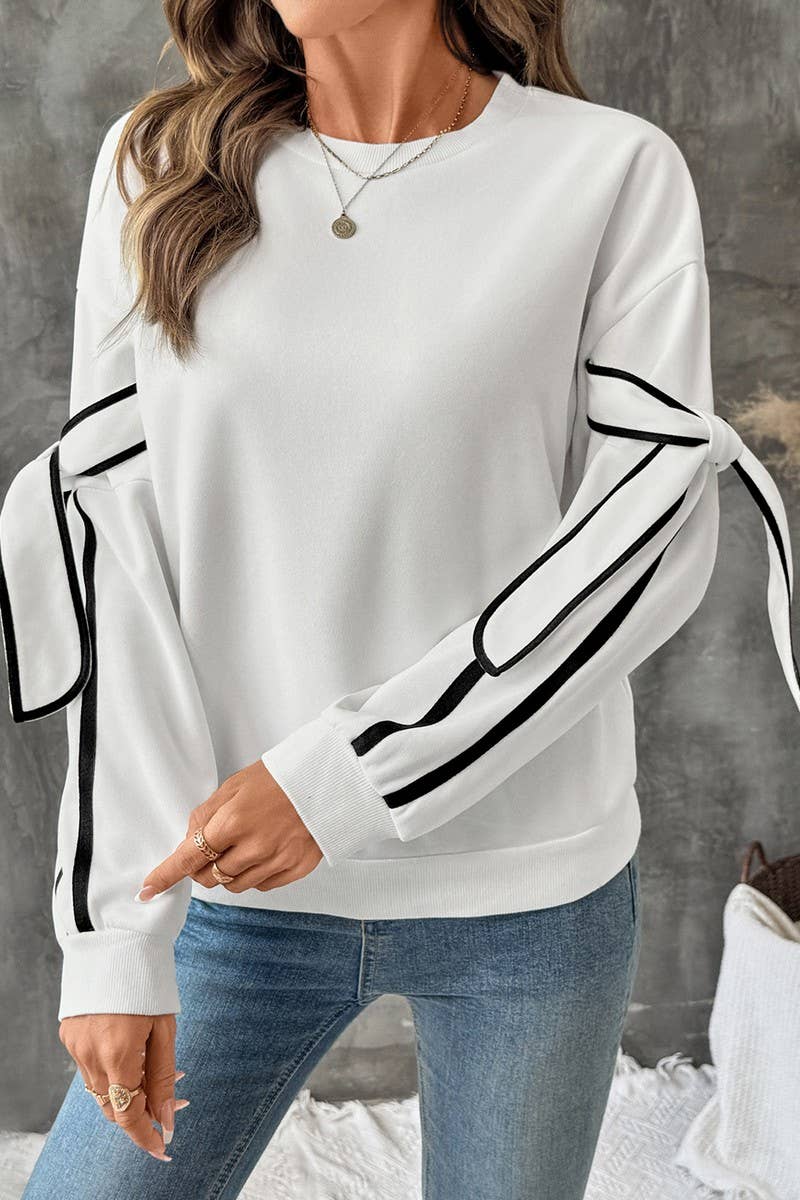 CWTBLL00768_COLORBLOCK BOW DETAIL CREWNECK SWEATSHIRT