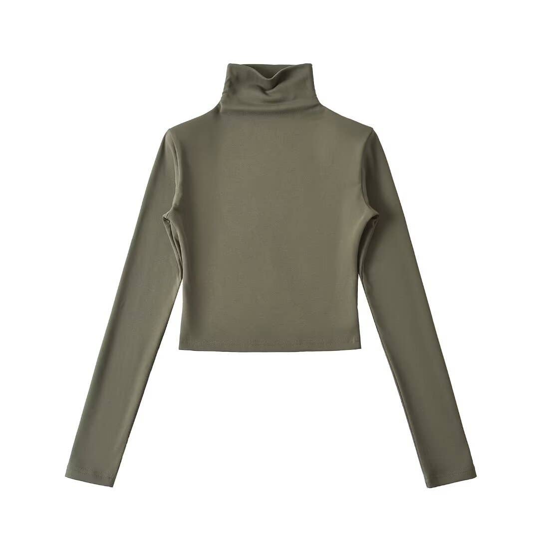 CASUAL SHOULDER PAD SHORT VELVET TURTLENECK BASE