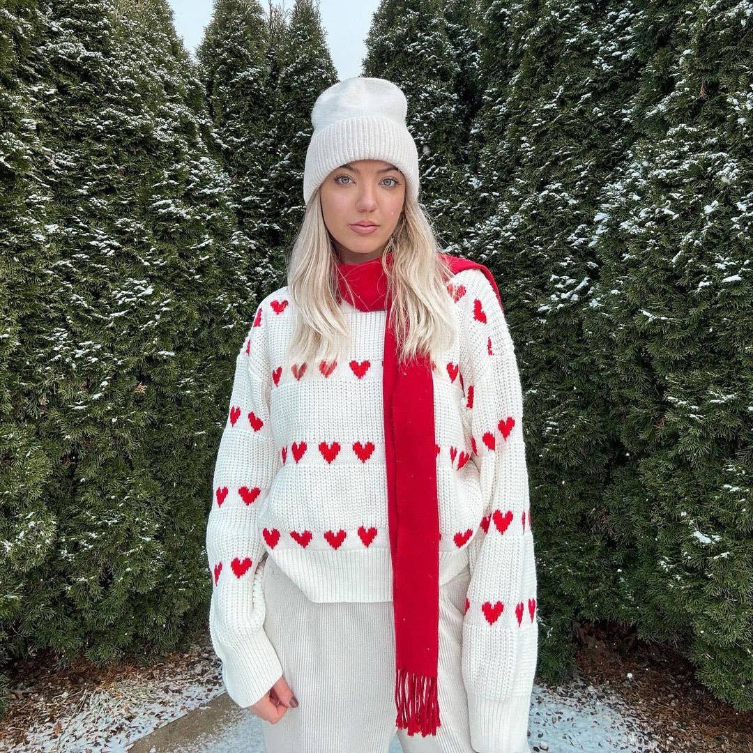 CREW-NECK LONG SLEEVE JACQUARD KNITTED SWEATER