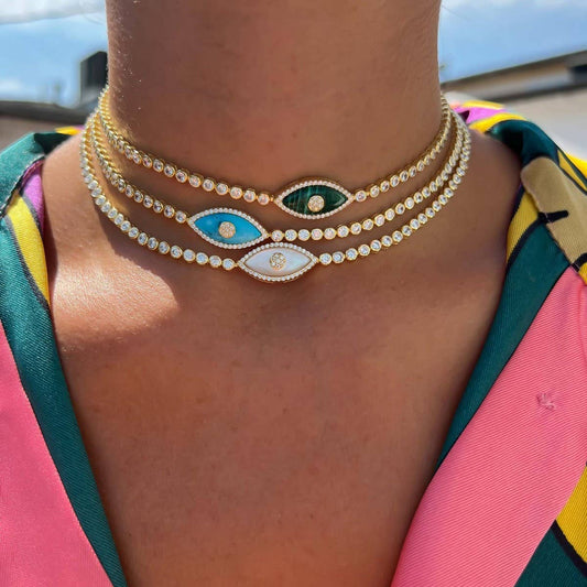 FASHIONABLE DEVIL'S EYE ZIRCON CLAVICLE NECKLACE