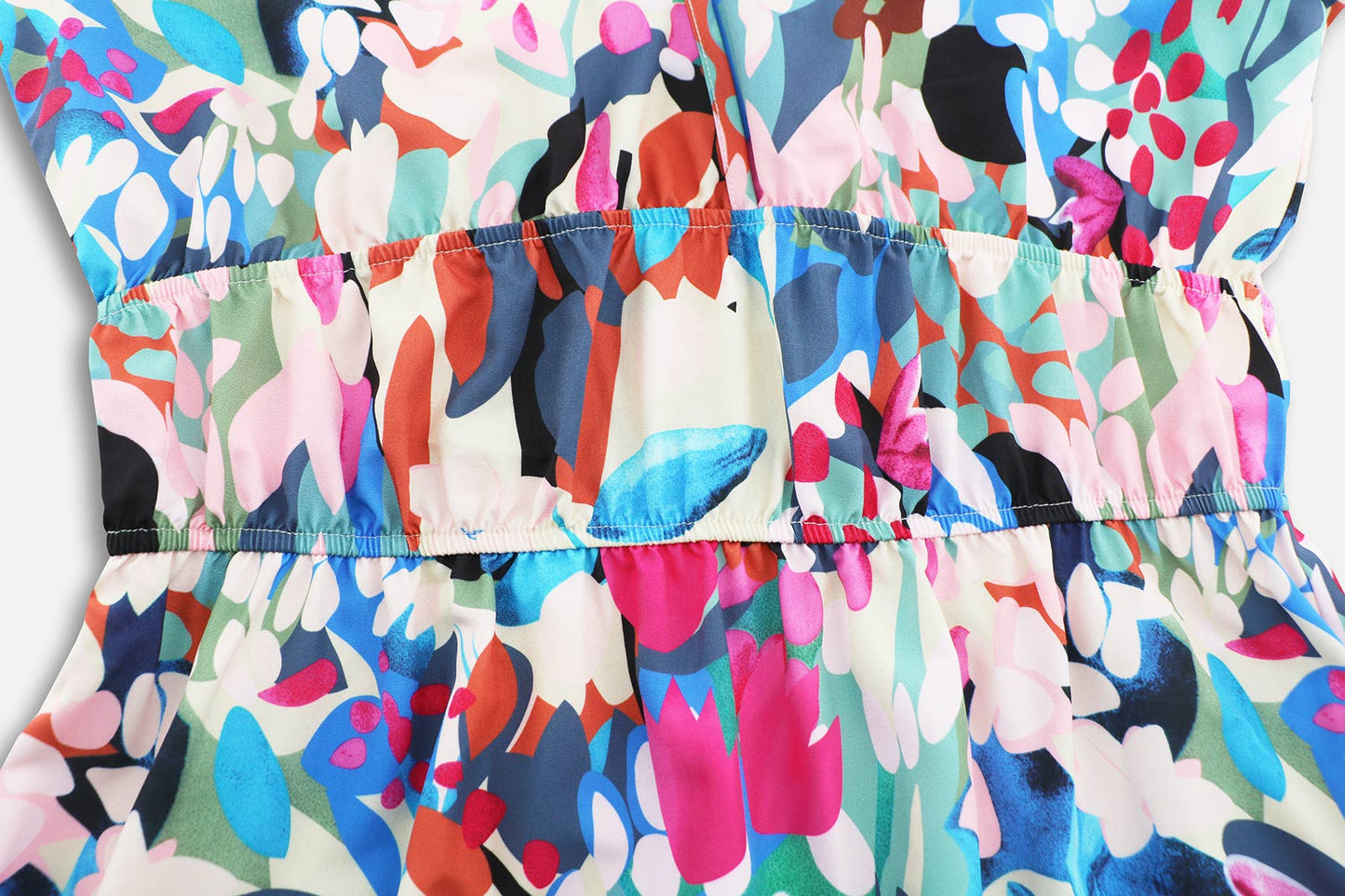 Boho V-Neck Floral Maxi Dress with Waist Tie