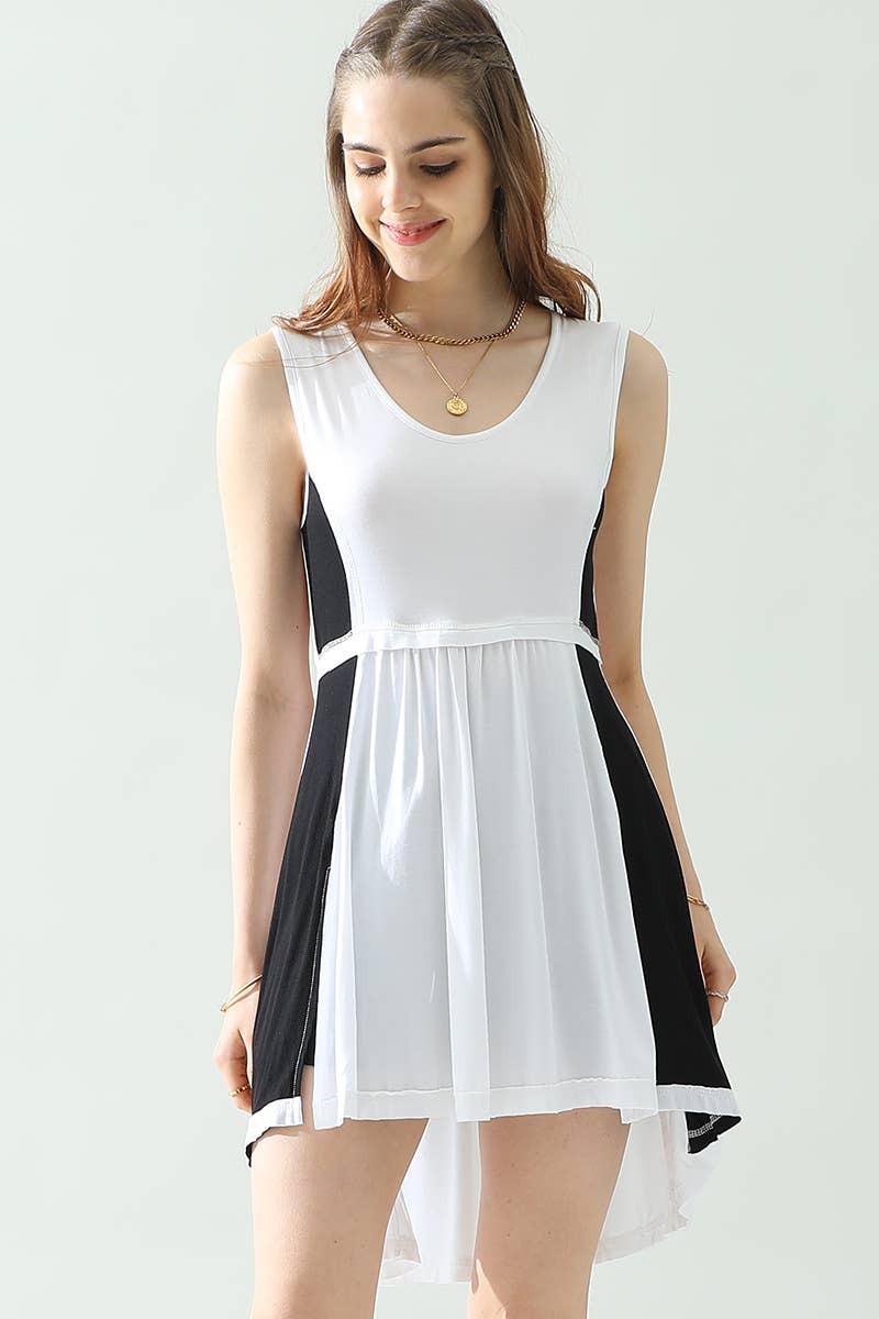 CWTTSL202_SCOOP NECK SLEEVLESS RUFFLE LONG TOP