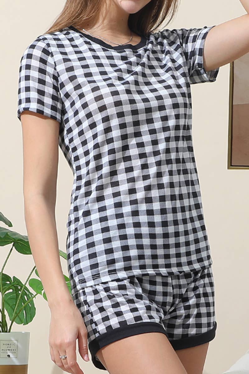 CWSPJ031-P_SHORT SLEEVE TOP WITH SHORTS PAJAMA SET