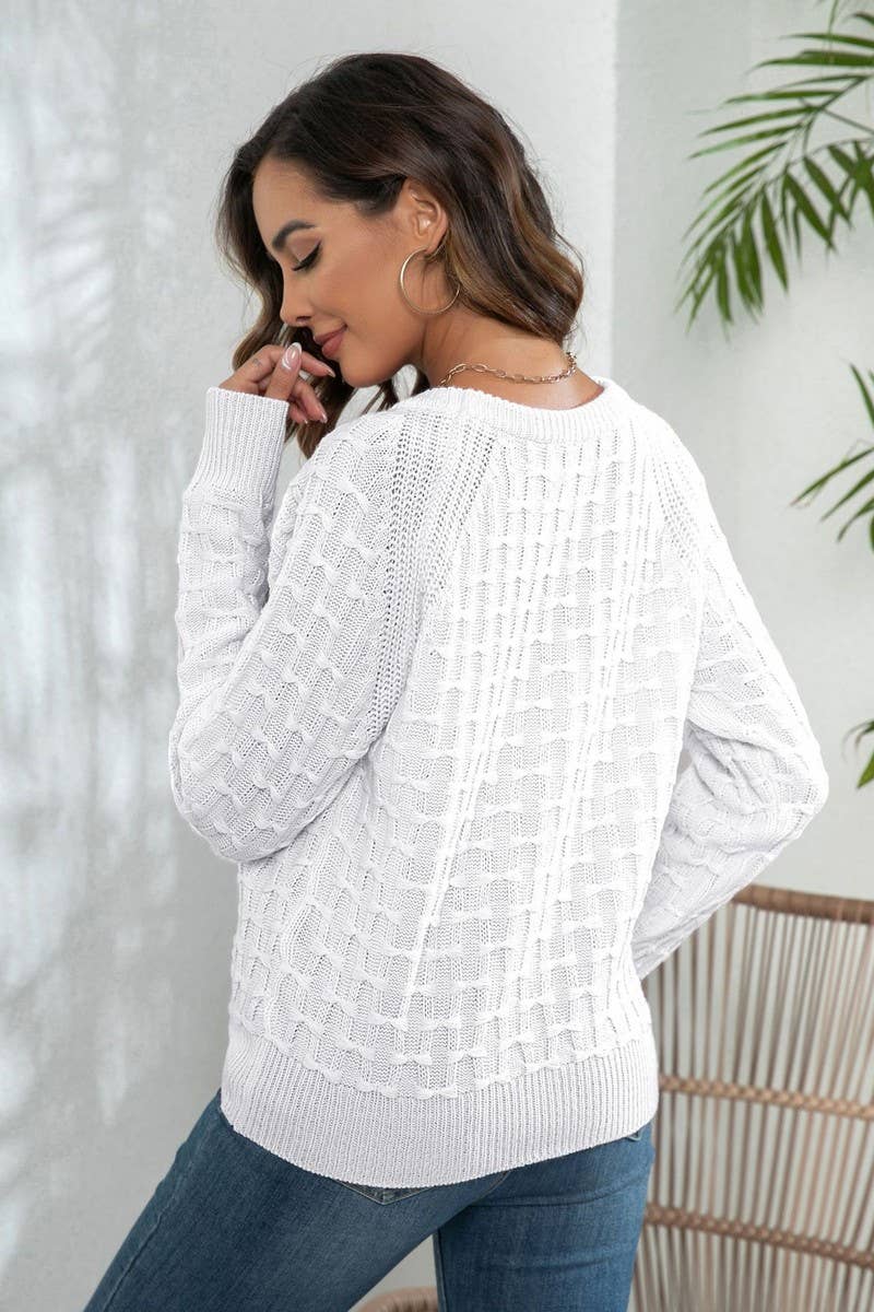 CWTTL1391_Crew Neck Long Sleeve Pullover Sweater