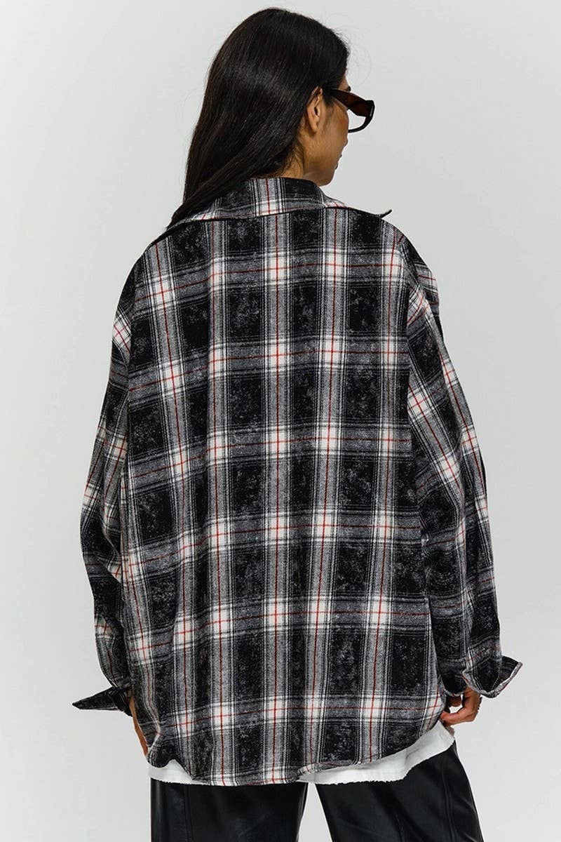 CWTBLL00627_RETRO PLAID CASUAL LONG-SLEEVED SHIRT