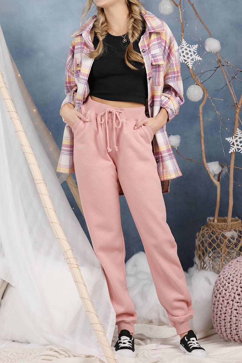 CWBLP264_CASUAL ELASTIC WAIST JOGGERS PANTS WITH POCKETS