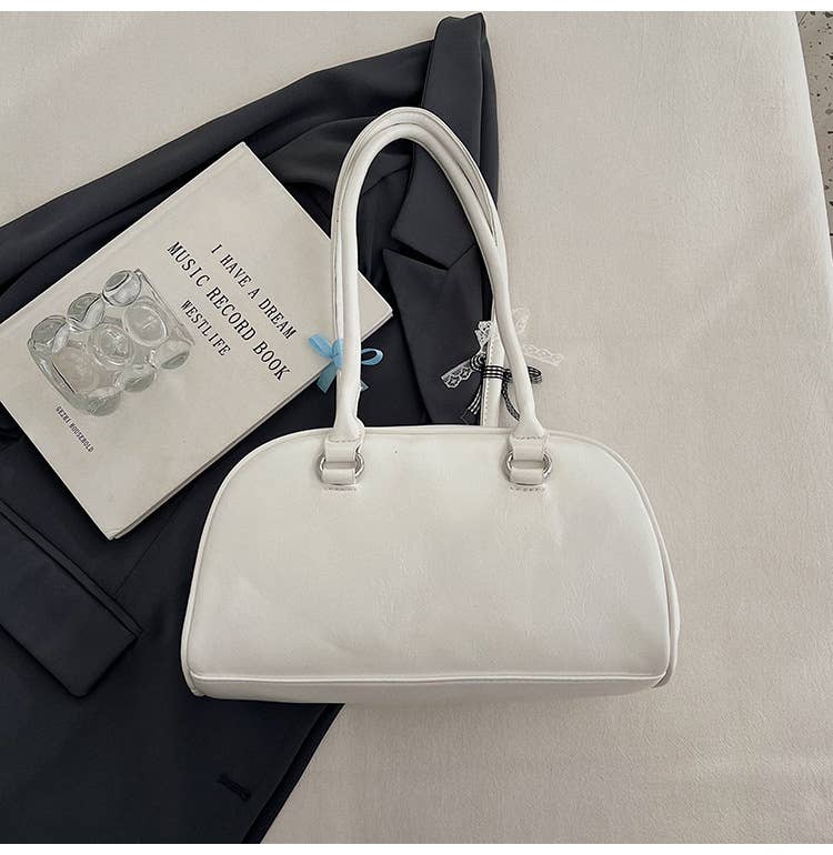 Fashionable bow-shaped glossy single-shoulder bag