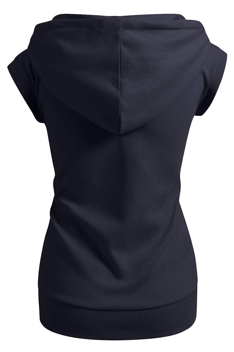 KWOHOSL003_Sleeveless Hoodies Basic Hoodie Zip Up