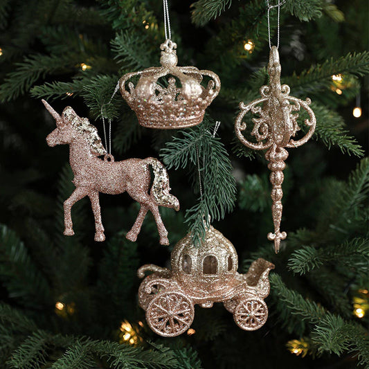 Glitter Reindeer House Christmas Tree Ornament