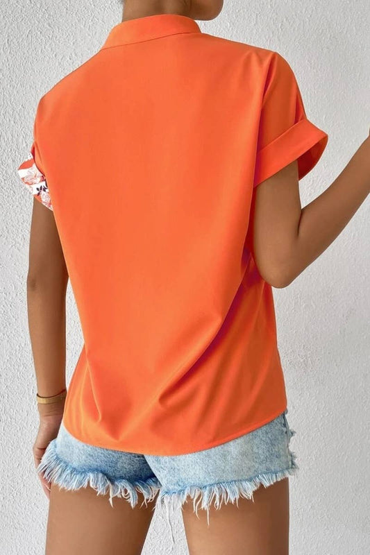CWTSTS0460_SUMMER COLOR CONTRAST SHORT-SLEEVED SHIRT TOP