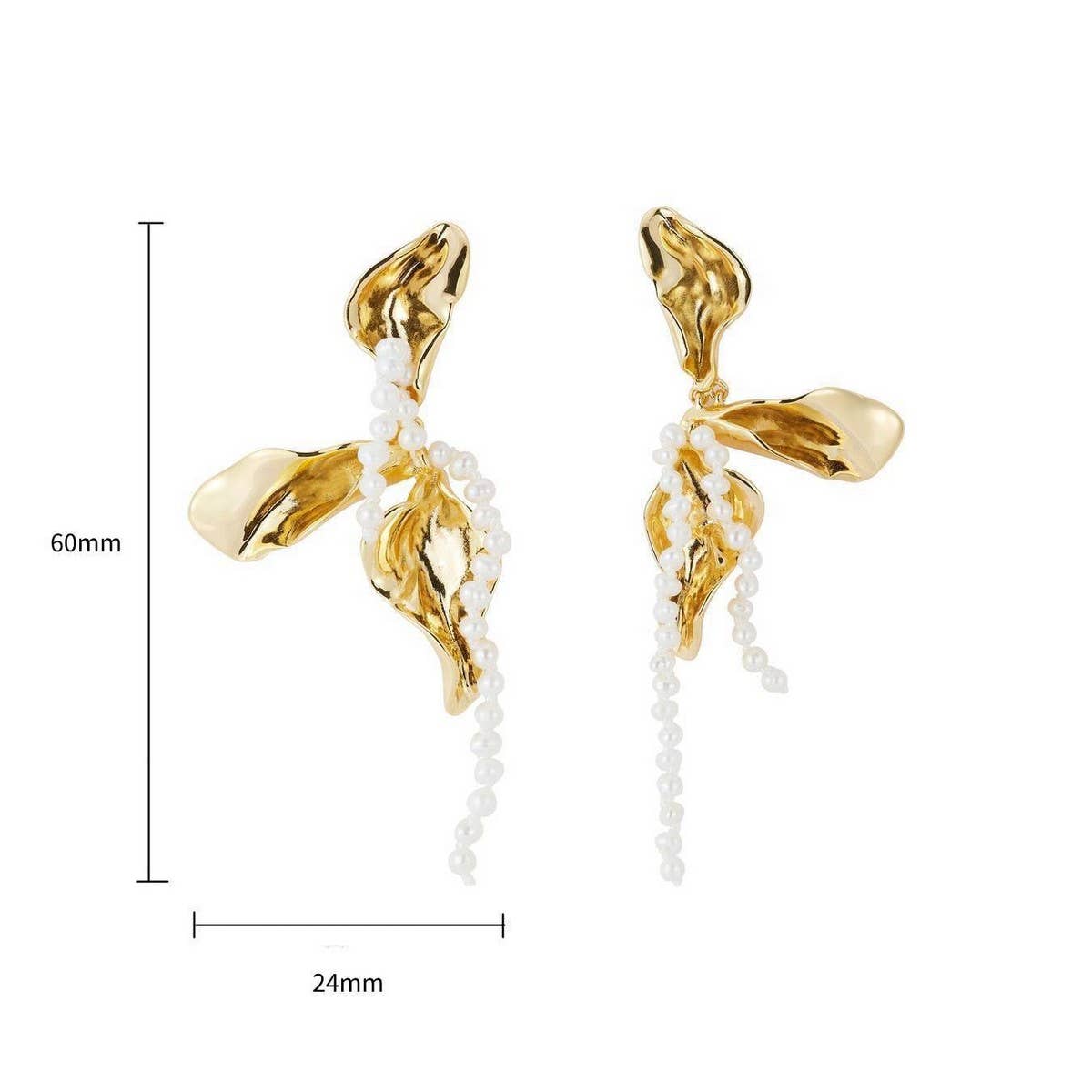 Lrregular Petal Pearl Geometric Earrings