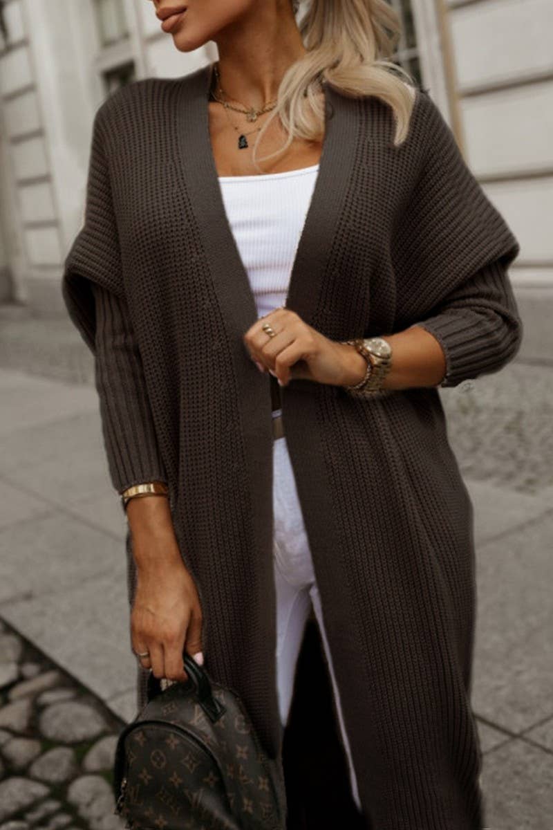 CWOCAL00563_LOOSE SOLID COLOR KNITTED CARDIGAN SWEATER