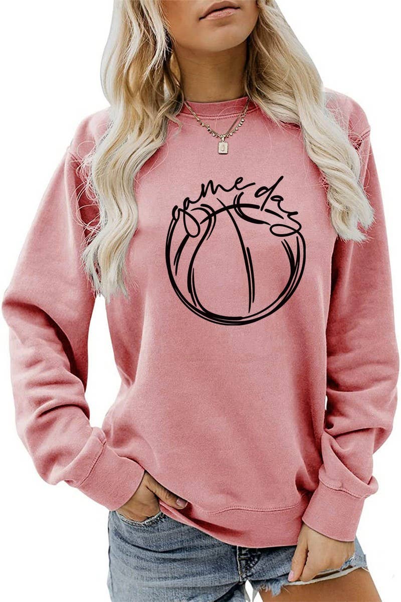 CWTTL0999_WOMEN GAME DAY PRINTING PULLOVER TEE T SHIRTS