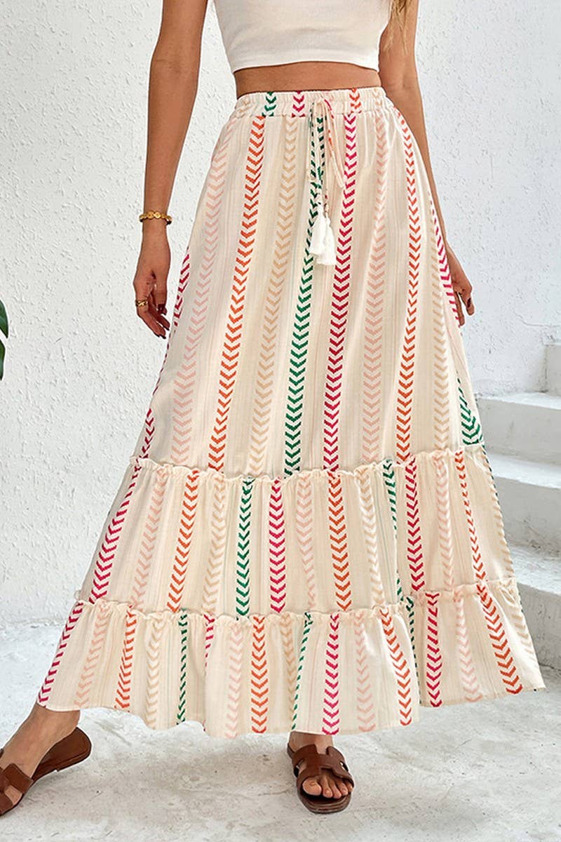 CWBLS0552_BOHO COLORBLOCK PRINTED ELASTIC MIDI SKIRT