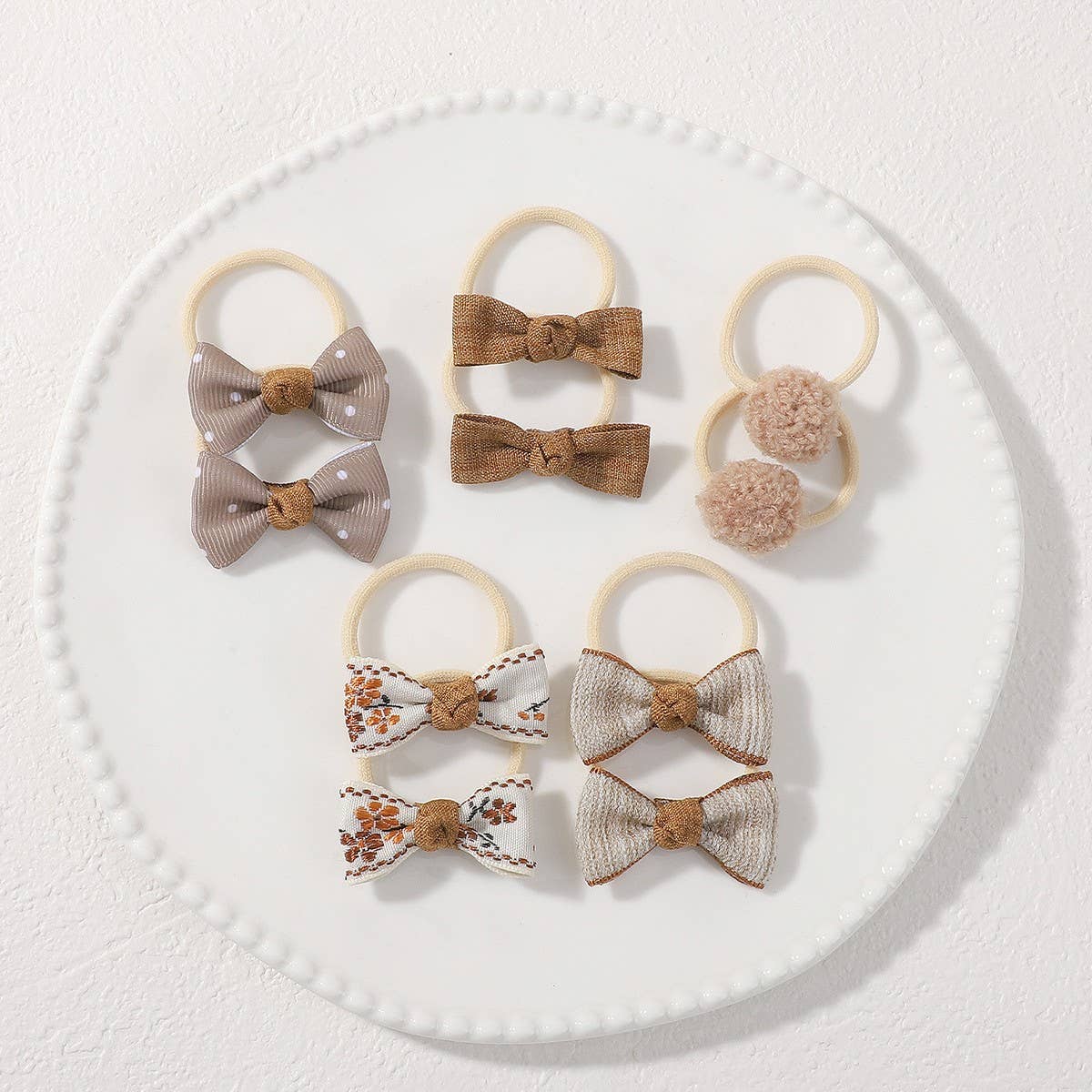 Double Bow Hair Clips Set with Pearls for Girls