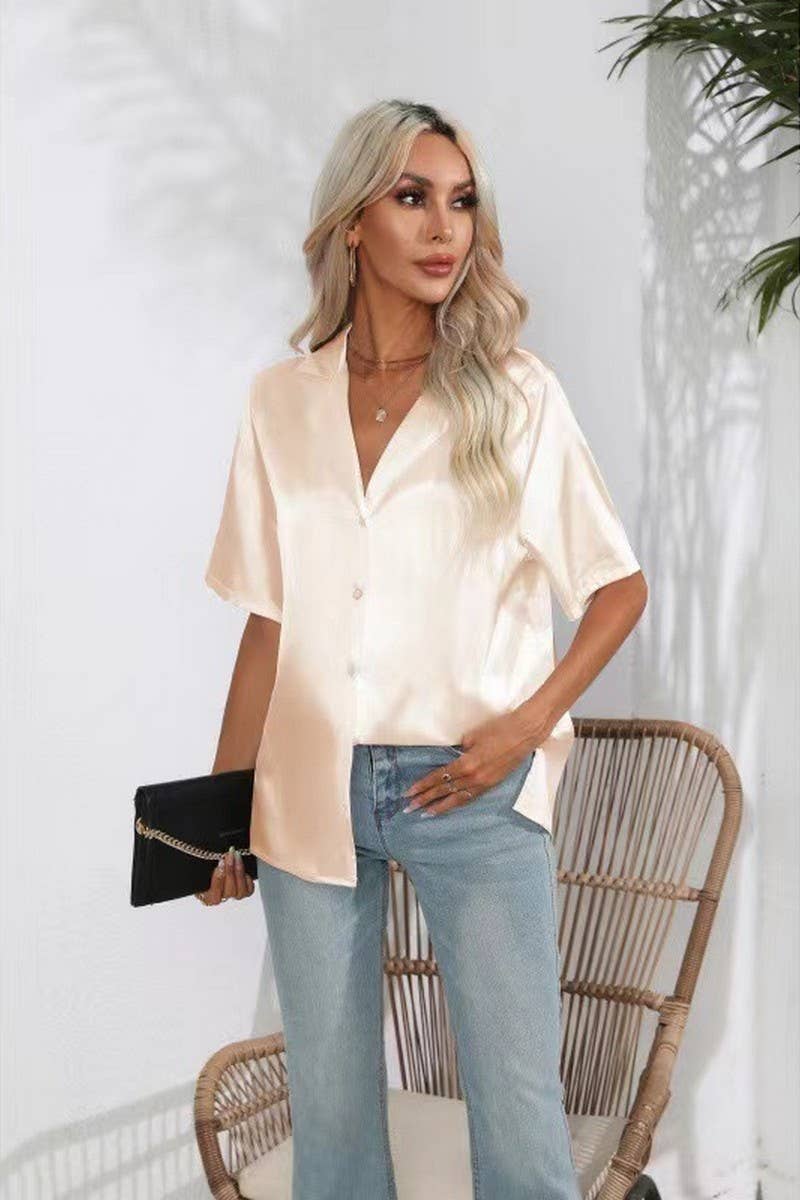 CWTSTS0410_SUIT COLLAR SATIN SHORT SLEEVED SHIRT