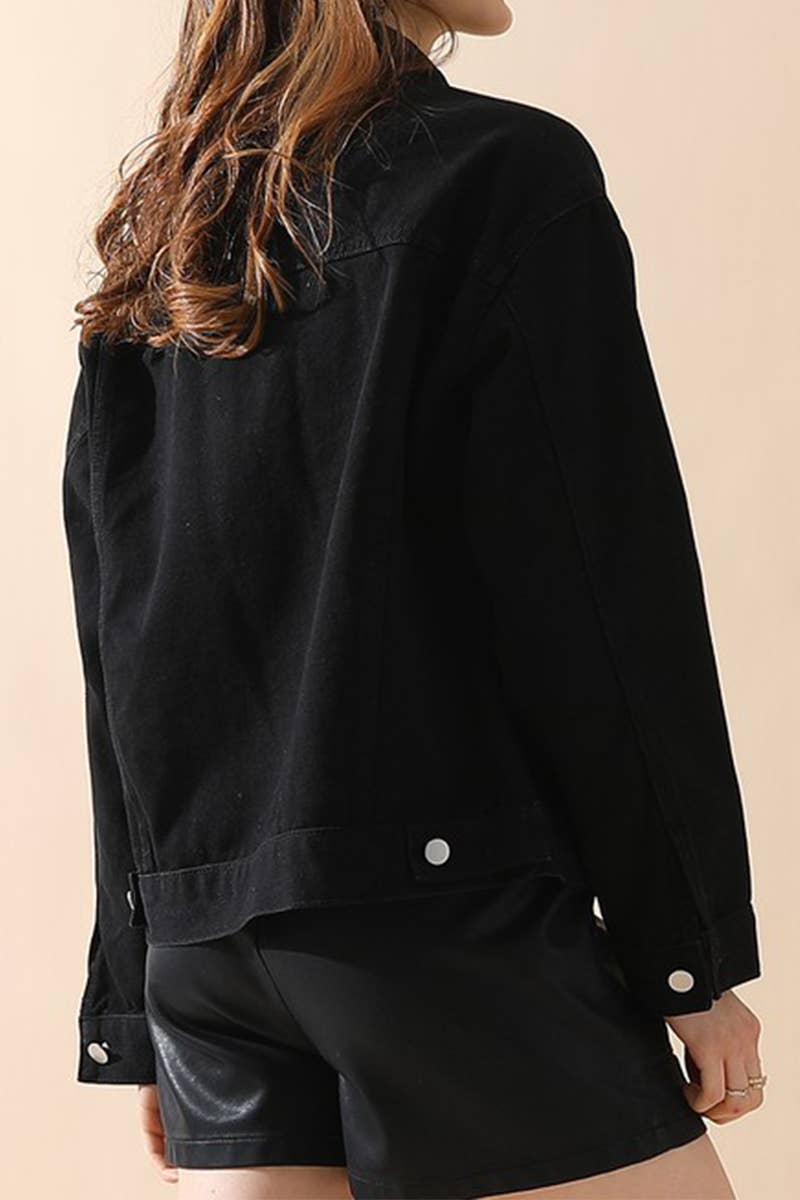 CWJJ065_CASUAL BUTTON DOWN DENIM JACKET