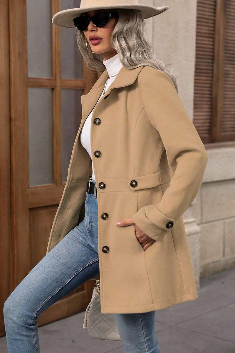 CWOCO00230_SOLID COLOR LAPEL WOOLEN SUIT SLIM COAT