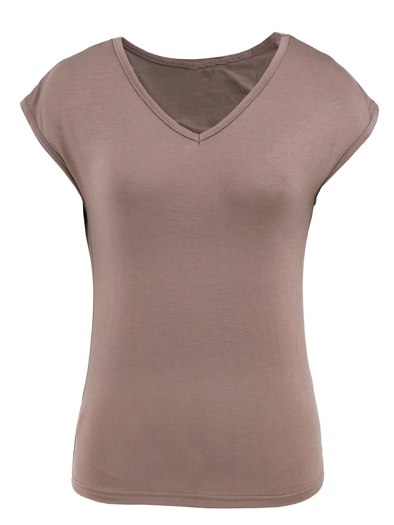 Casual Loose Solid Color V-neck T-shirt