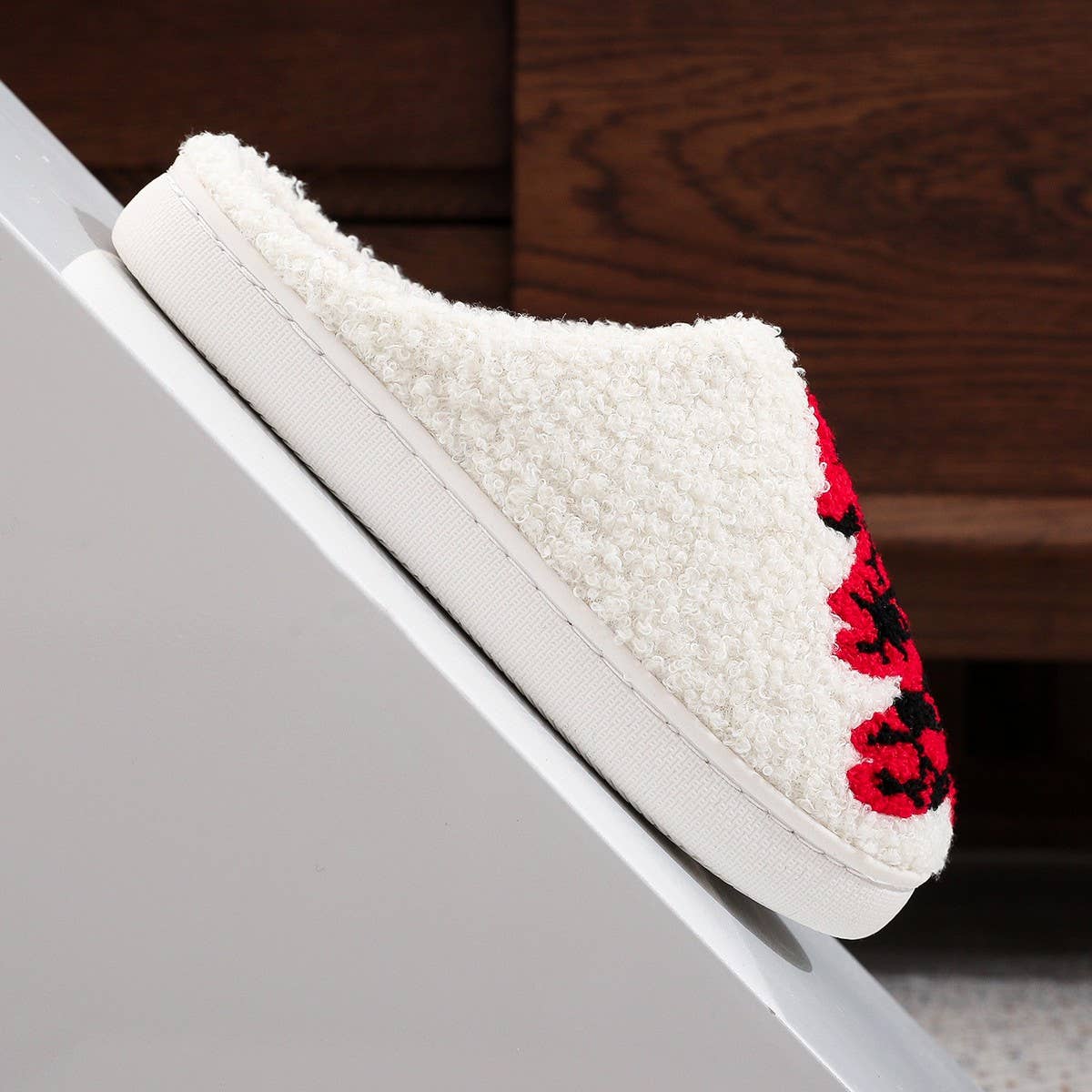 WINTER CHRISTMAS TREE PATTERNED COTTON SLIPPERS