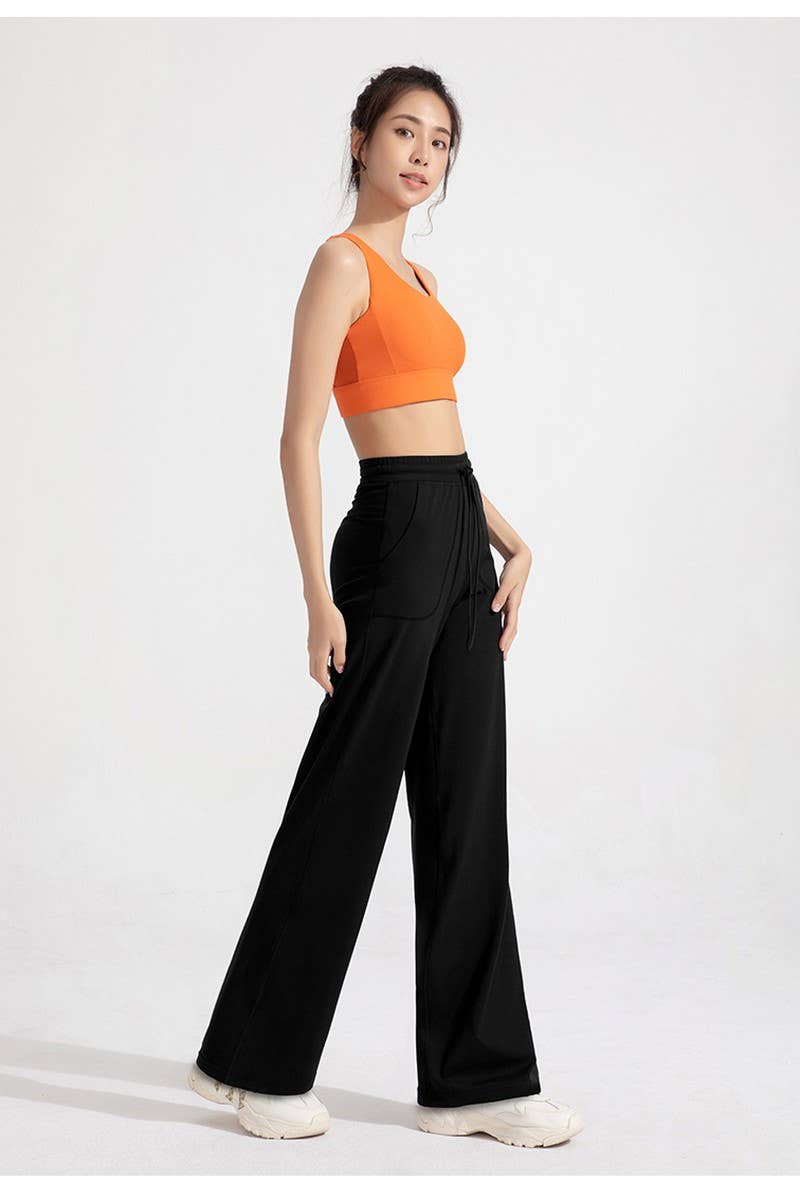 CWBLP1509_HIGH WAIST LOOSE POCKET WIDE LEG YOGA PANTS