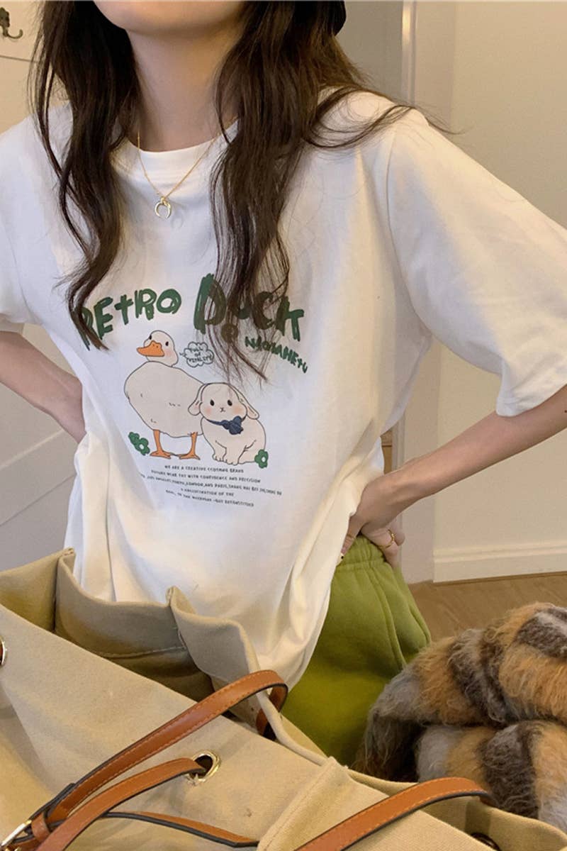 CWTTS0986_CARTOON PRINT CASUAL T SHIRT