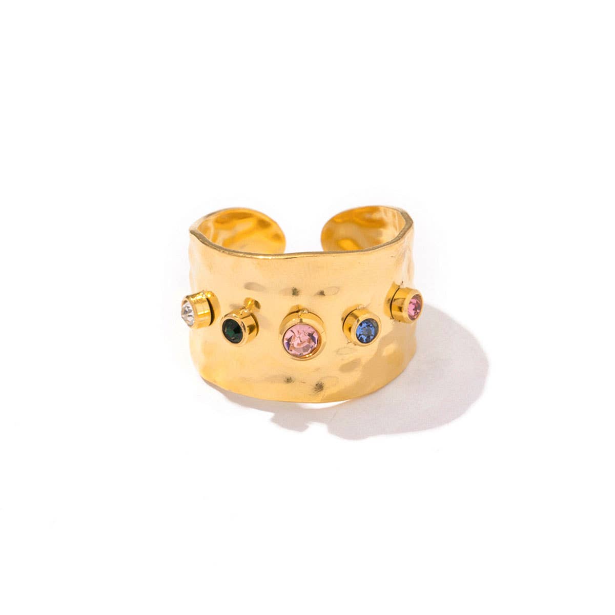 COLORED ZIRCON WIDE PLATE RING