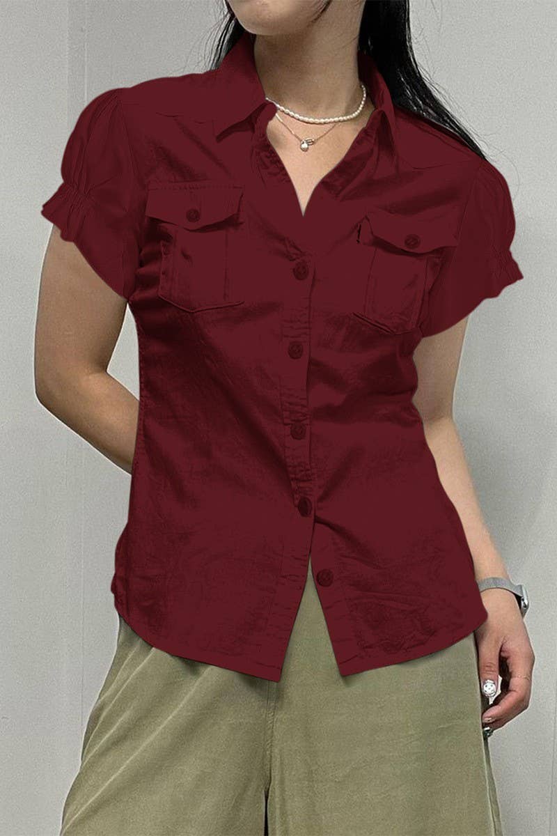 CWTTS1600_GYM SHORT SLEEVE BUTTON DOWN SHIRT