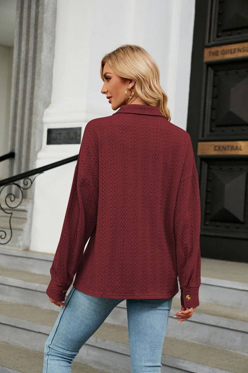 CWTSTL2066_LAPEL BUTTON POCKET LONG SLEEVE SHIRT COATS