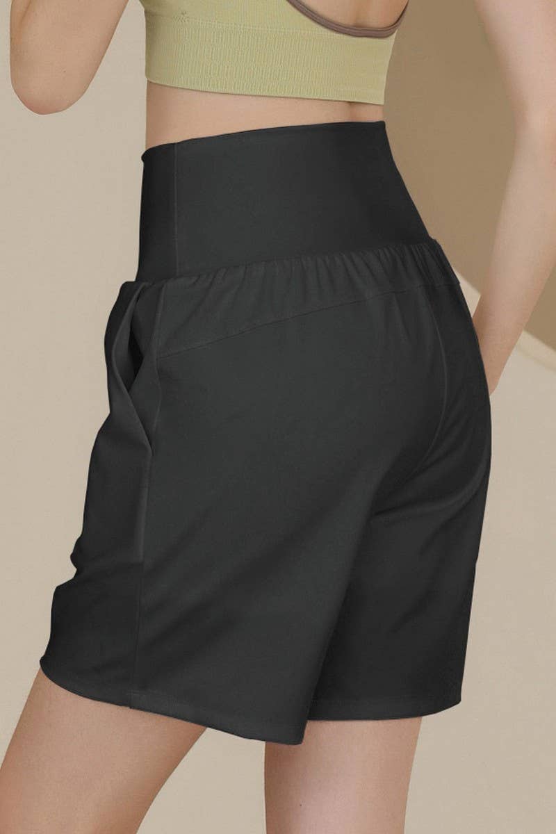 CWBSP0382_SOLID COLOR LOOSE YOGA SPORTS SHORTS