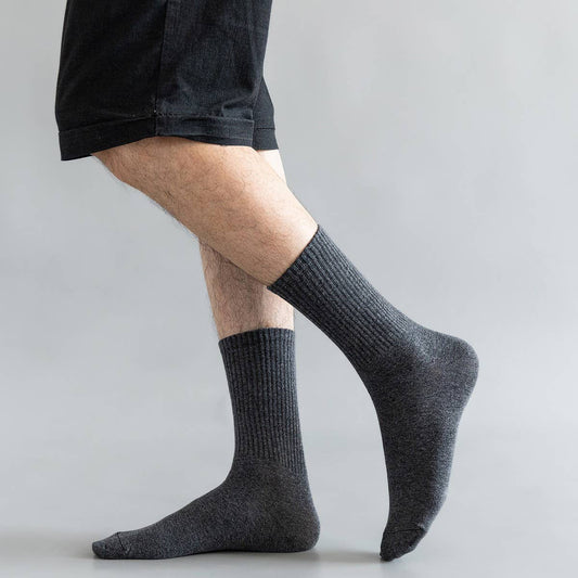 CWMS2511_VERSATILE SOLID COLOR CASUAL MID-CALF SOCKS