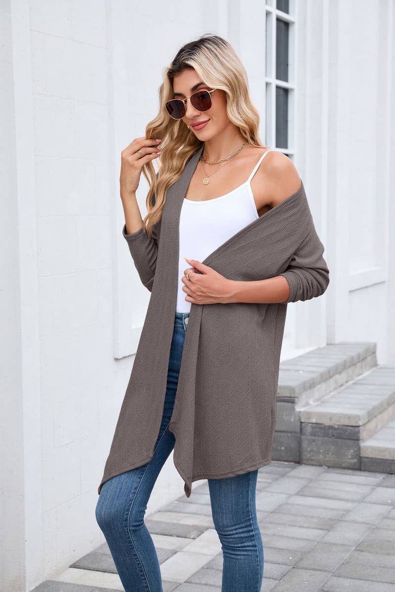 CWOCAL00859_CASUAL KNIT OPEN FRONT LONGLINE CARDIGAN