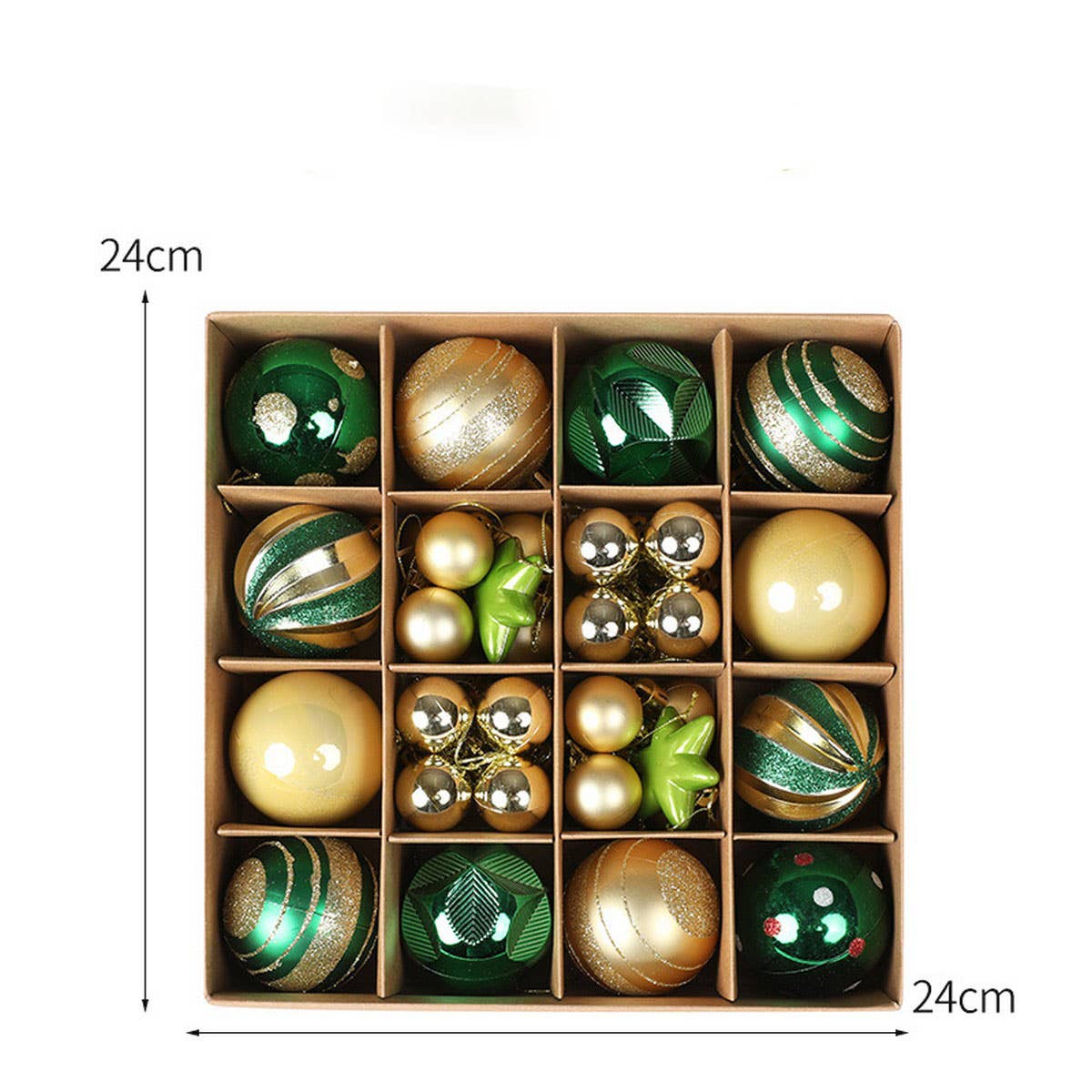 CWMM10427_36PCS CHRISTMAS TREE ORNAMENTS SHINY BAUBLES SET