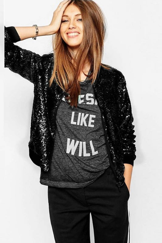 CWOCO1128_SEQUINED LONG SLEEVE ZIP-UP BASEBALL JACKET