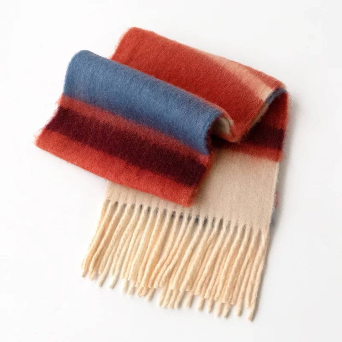 CWASC1575_WINTER PREMIUM THERMAL STRIPED SCARF BIB