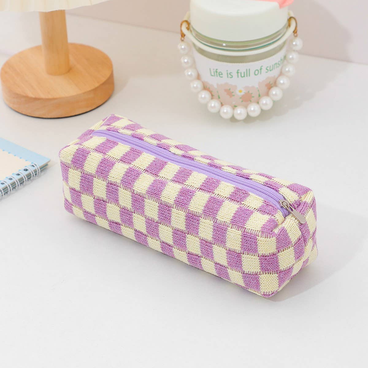 CHESSBOARD CHECKER PEN BAG SIMPLE MAKEUP BAG_CWAB1211