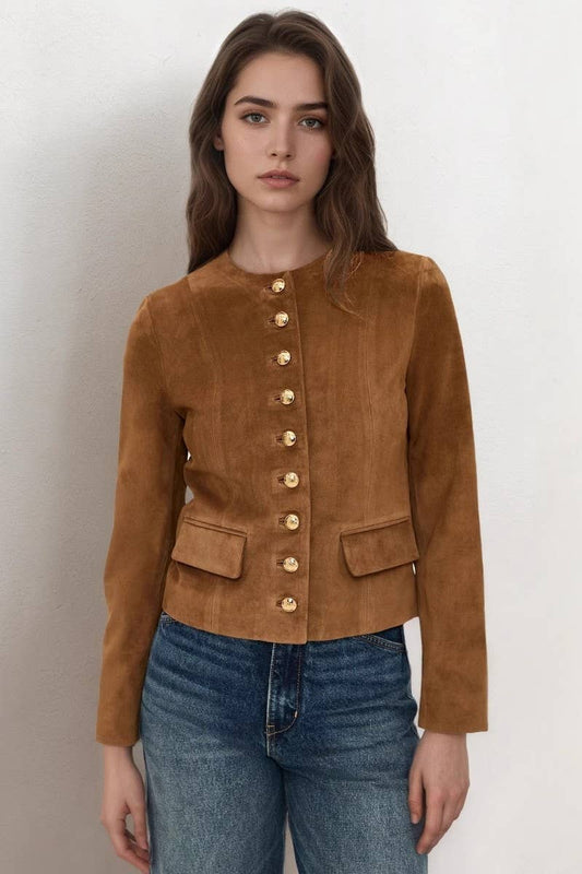 CWOCO1274_METAL SINGLE-BREASTED VERSATILE SHORT COAT