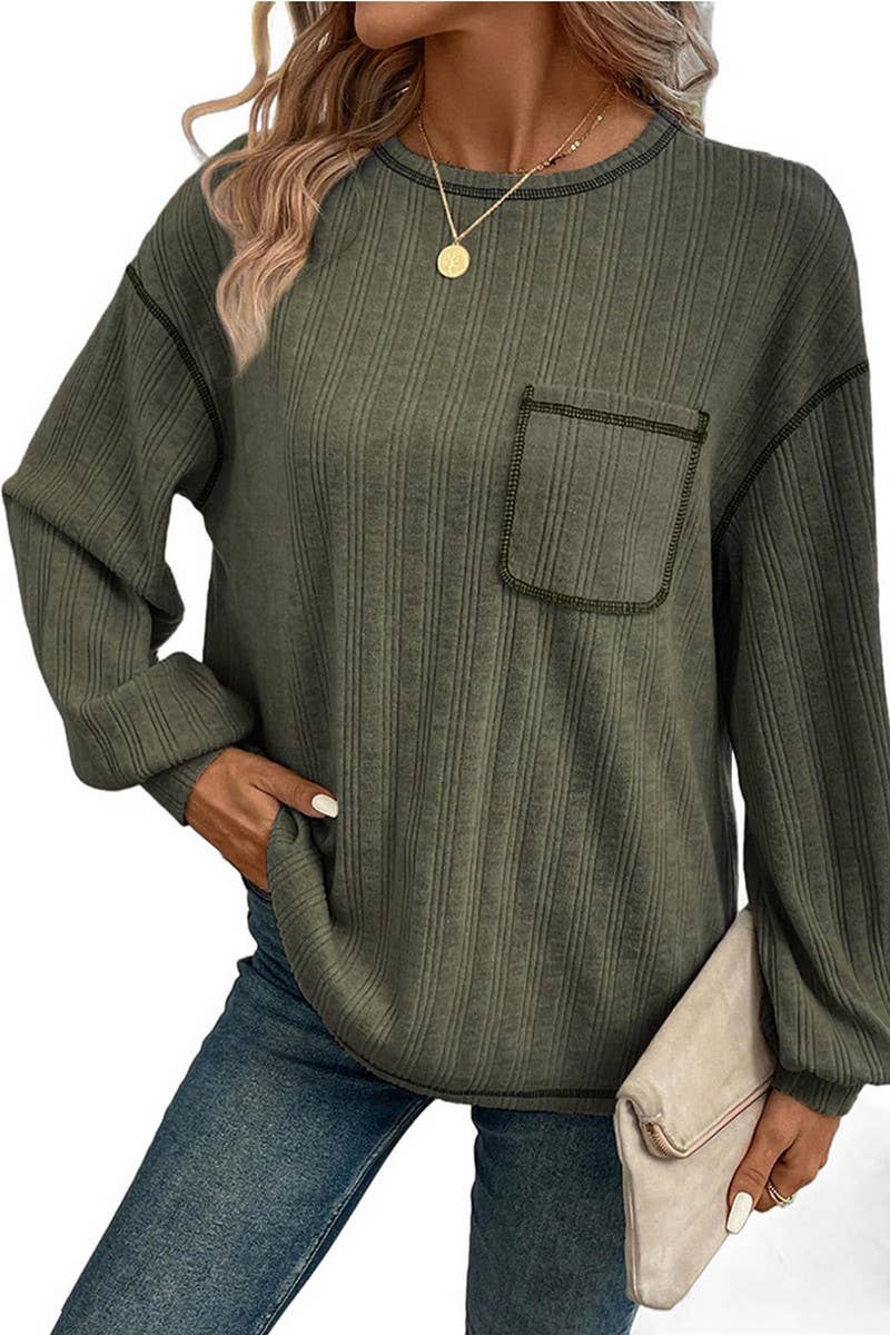 CWOSWL6851_SOLID COLOR ROUND NECK CASUAL LOOSE T-SHIRT