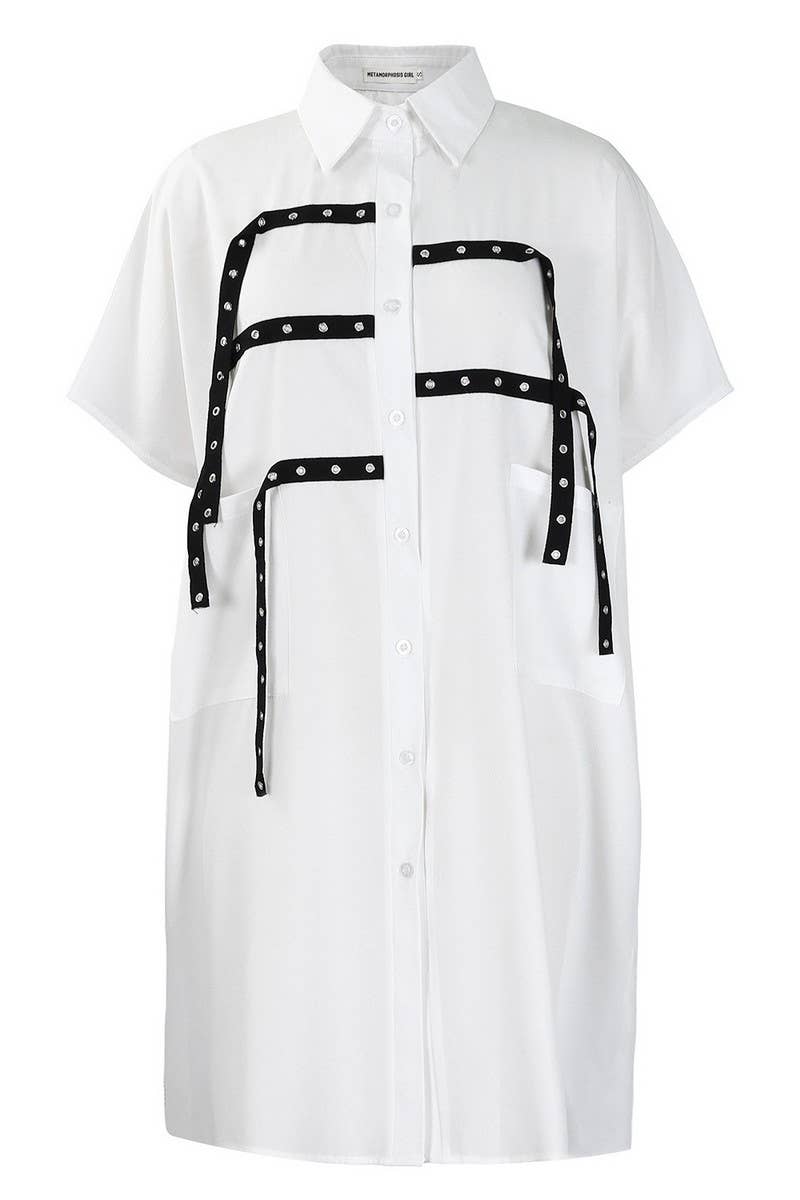 CWDTD00505_2025 WOMEN SHORT SLEEVE LOOSE POLO SHIRT DRESS