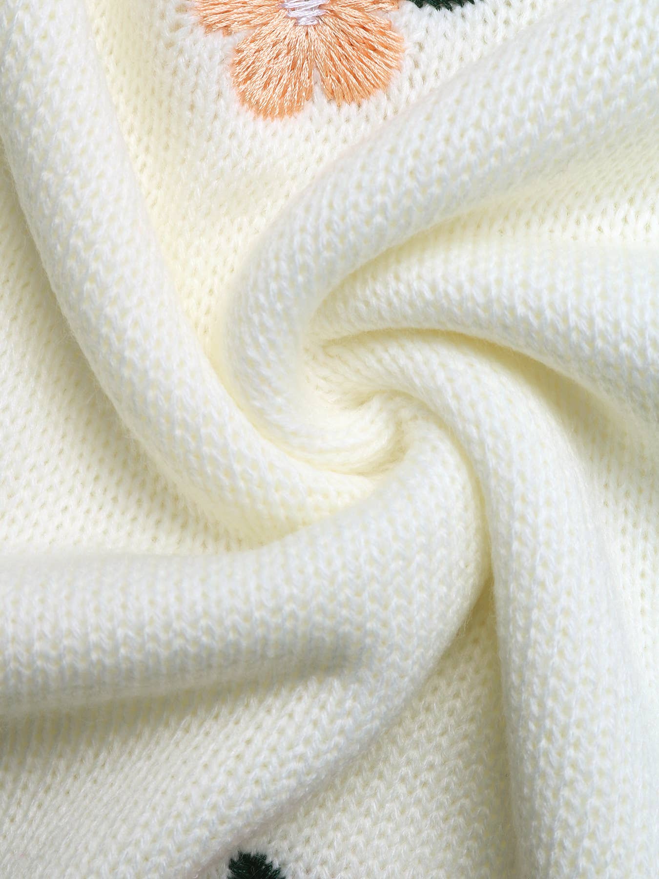 Flower-embroidered round-neck pullover sweater