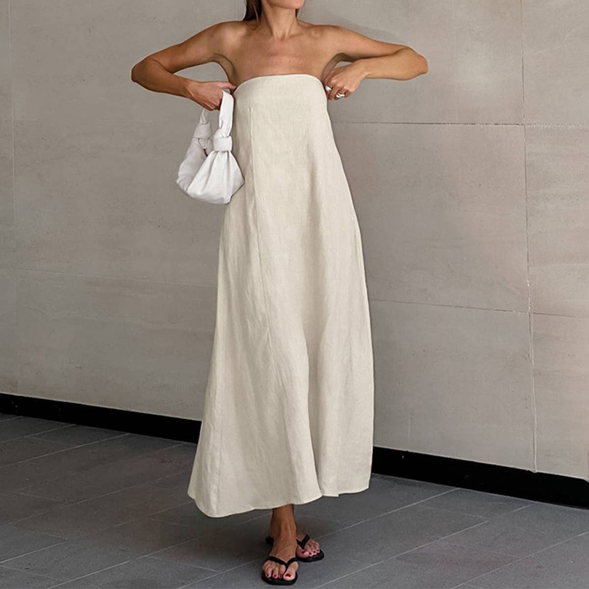 Chic strapless slim solid color tube dress