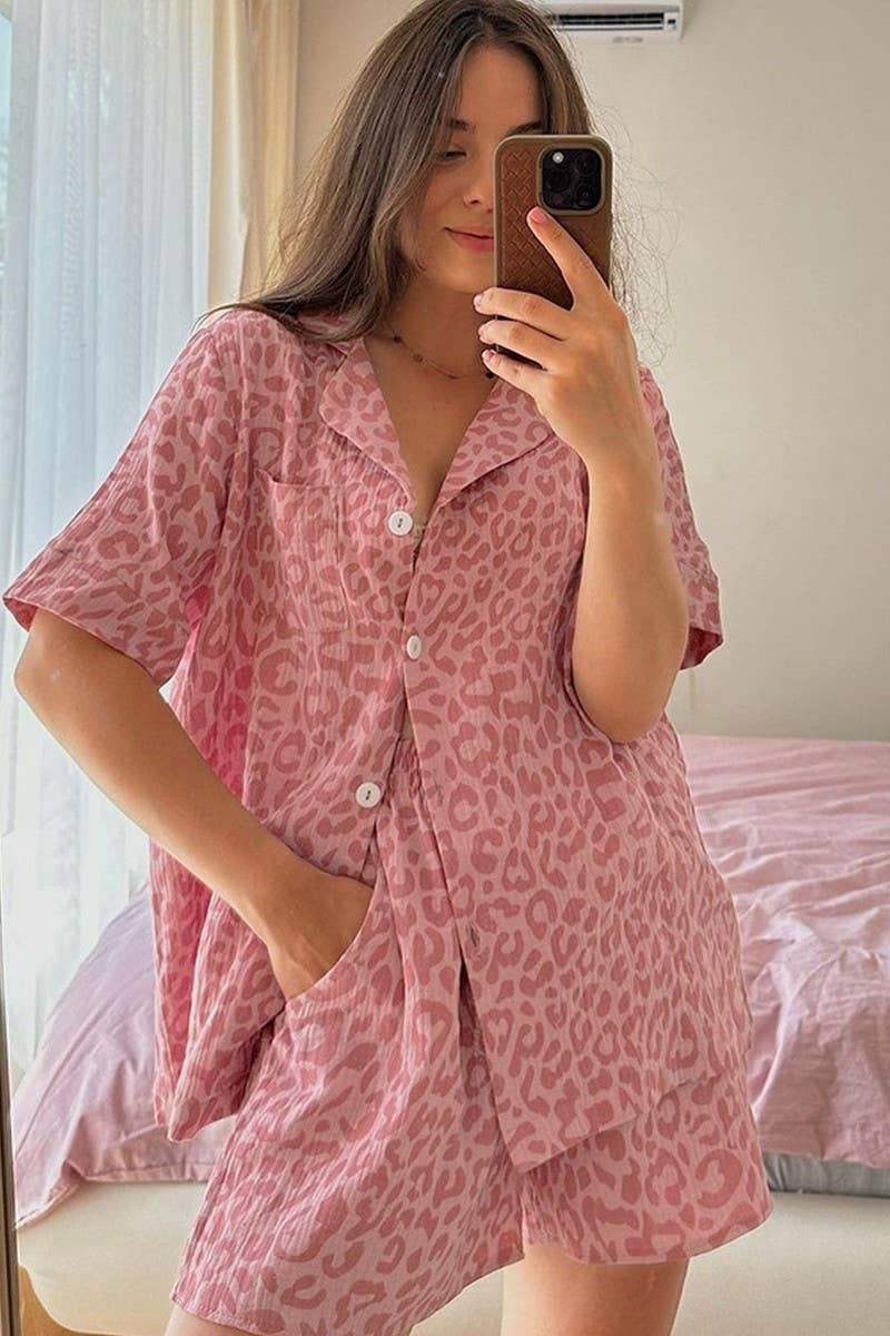 CWSPJ0227_SPRING SEXY LOOSE CASUAL PAJAMAS TWO-PIECE SET