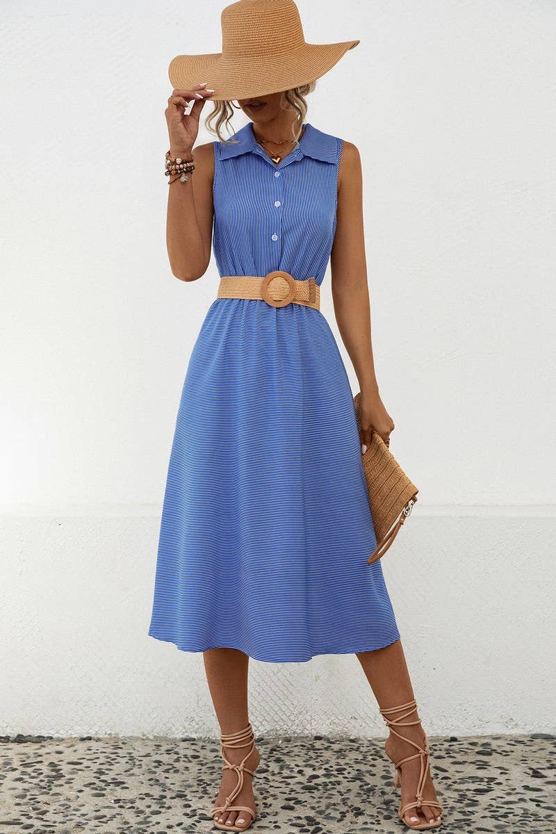 CWDSD4947_SOLID BUTTON CASUAL SHIRT DRESS