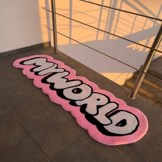Faux Cashmere Black & White Letter Rug