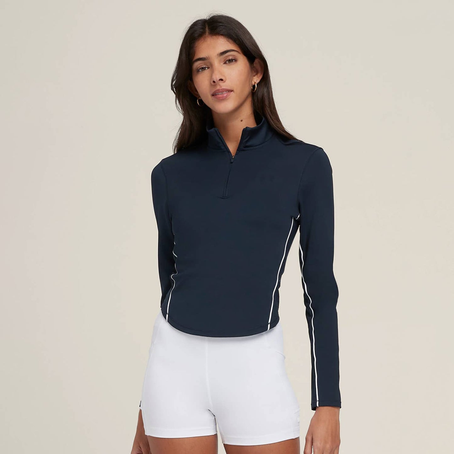 Form-fitting sports zipper golf and tennis top