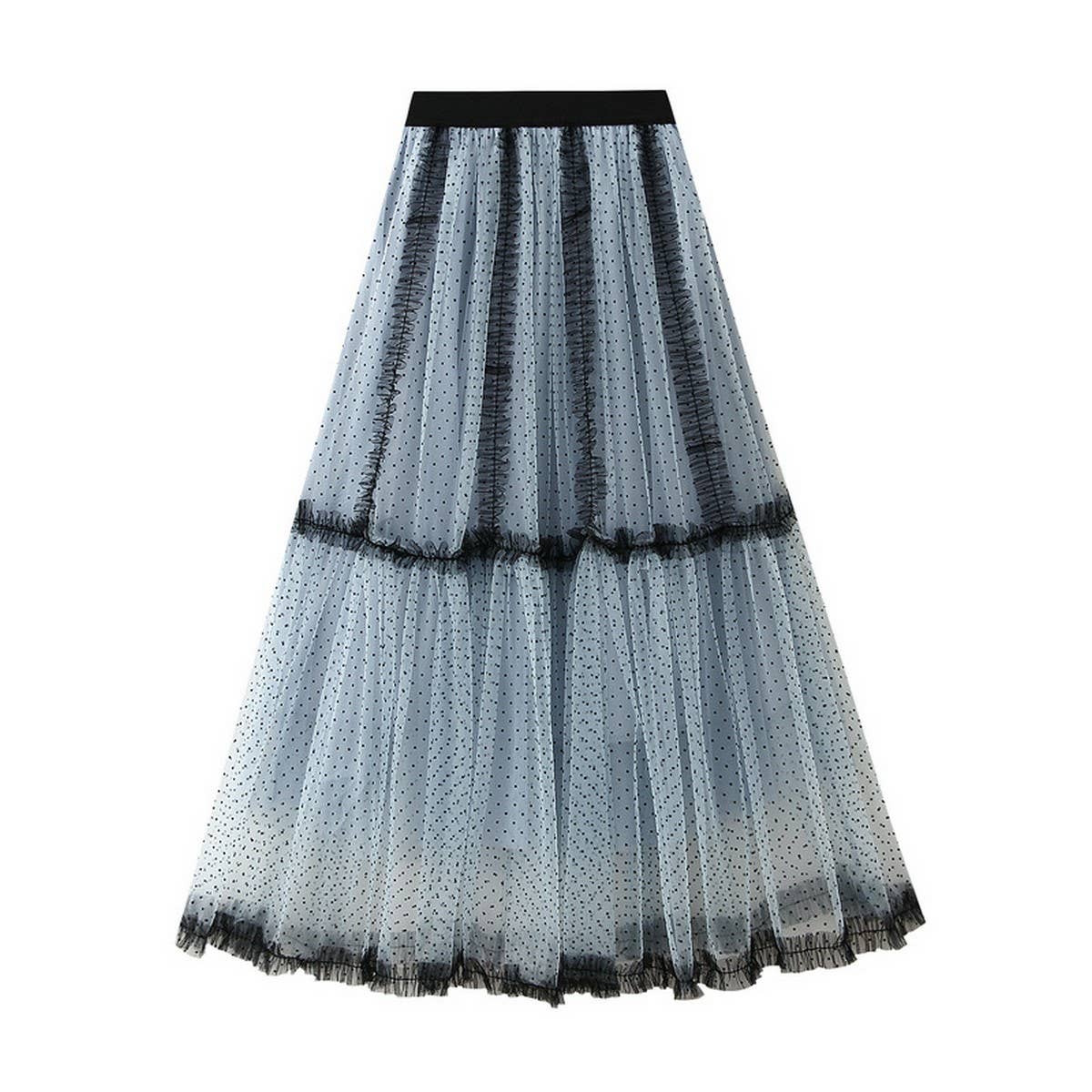 HEAVY MESH SKIRT POLKA DOT A-LINE CAKE LONG SKIRT