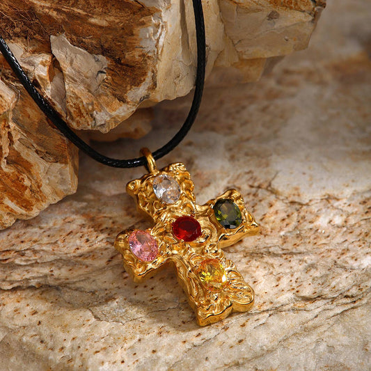 COLORFUL FASHION CROSS NECKLACE