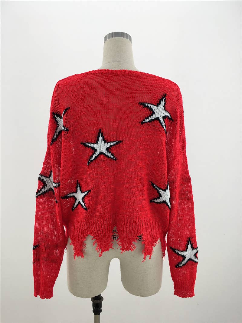 CREW NECK JUMPER GEOMETRIC LOOSE SWEATER