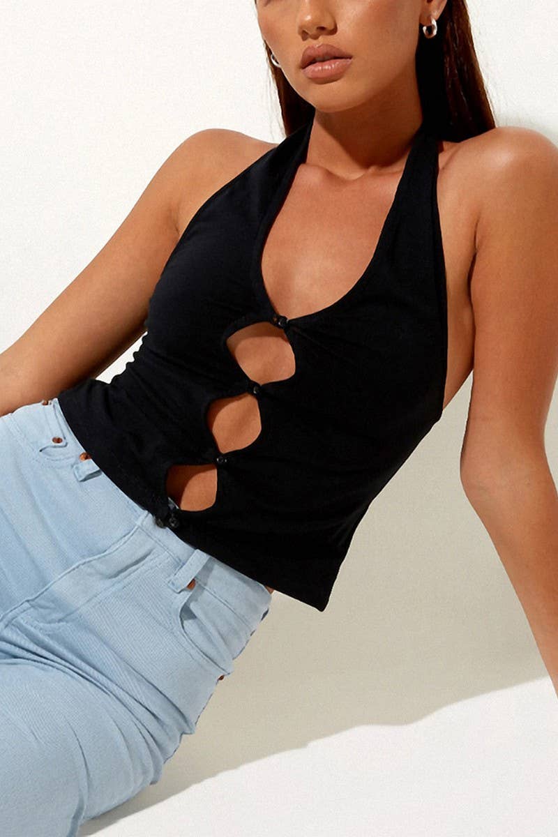 CWTTK0373_V-NECK BACKLESS TANK TOP